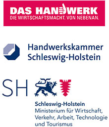 Handwerkspreis Logos des Deutschen Handwerkskammertags, der Handwerkskammer Schleswig-Holstein und des Wirtschaftsministeriums Schleswig-Holstein